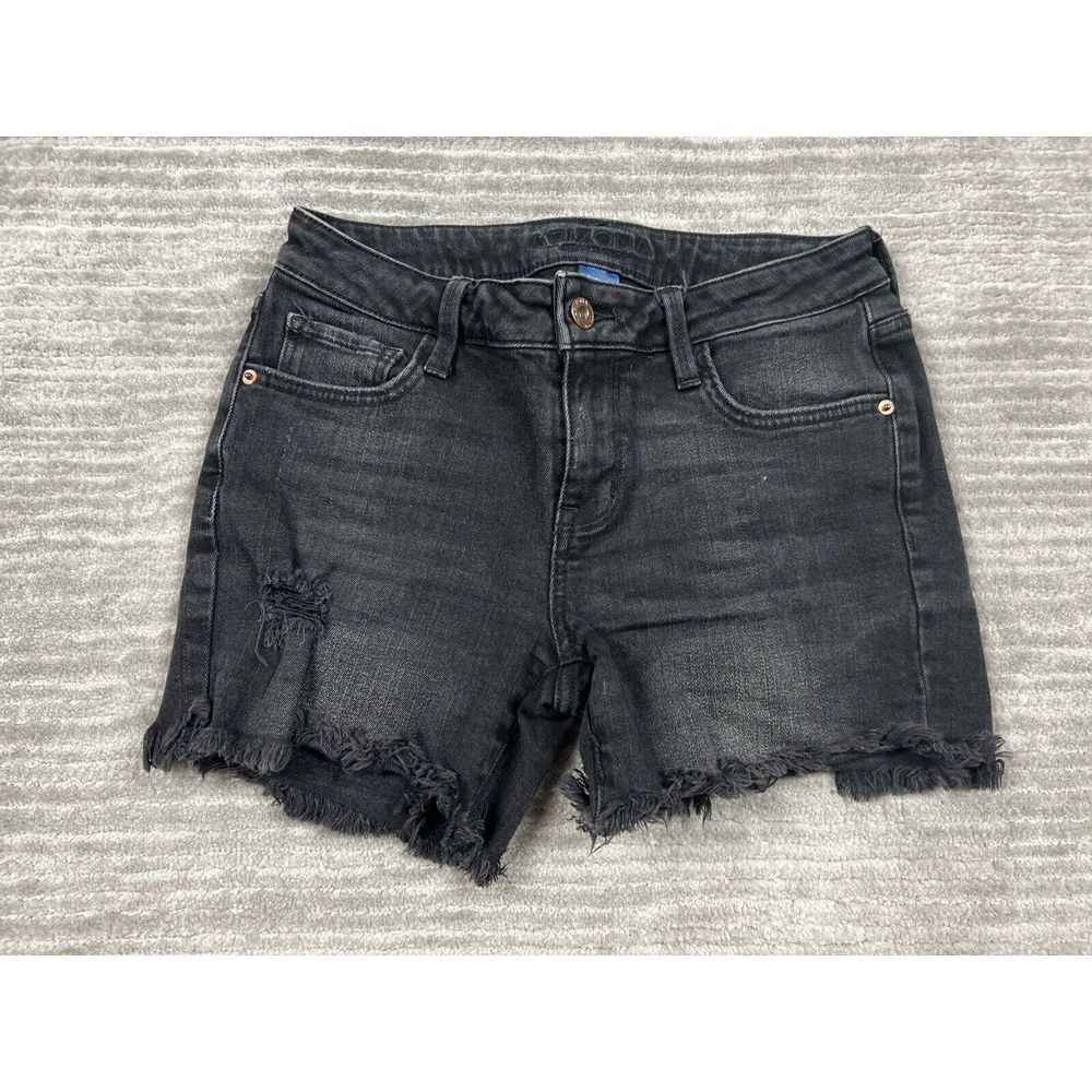 Arizona Shorts Juniors 3 Black Denim Jean Cut Off Low Rise